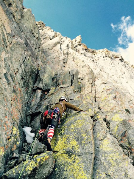 Mark Collar leading our final simul-block to the summit of NCP