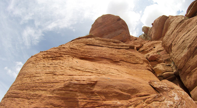 Right after the traverse on pitch 3.  Some really good no-hands foot matches on this part :)