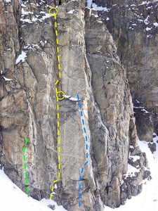 Waste Products; 5.12 c = Green
<br>
Big Five Nine Open Book = Yellow
<br>
Hobo Rat Race = Blue