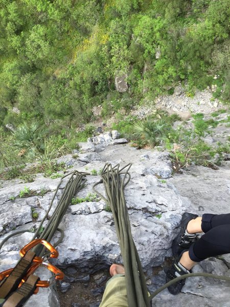 Looking down from the 2nd pitch anchors.