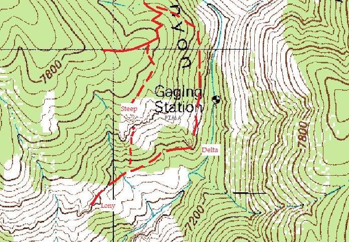 Route to Charlie Dome and Lony Tusk.  NOT completely scouted and cairned from Delta to Lony.