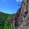 Jamison starting up the blocky piller on pitch 3. Really fun climbing.