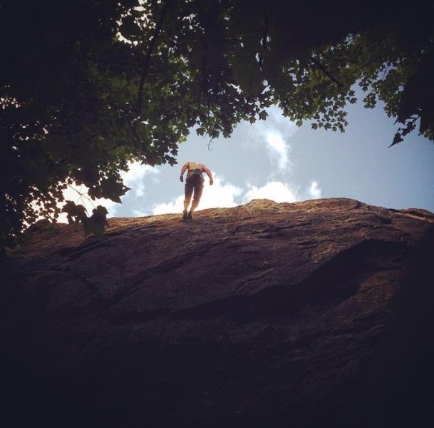 Butt shot/scenic lowering off Marengo Creek Bluff. 