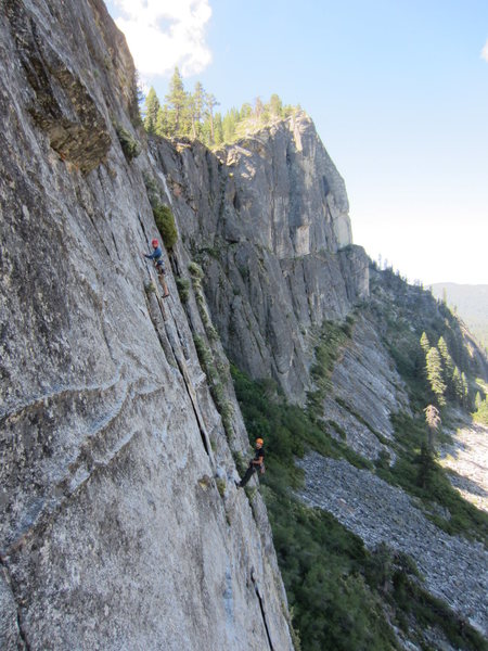 Unknown climbers on Bear's Reach on July 5, 2015. If you recognize yourself in the photo, I'm glad you found it! EDIT ON 05-22-21: Looking at this photo again I'm quite certain it is The Line 5.9.