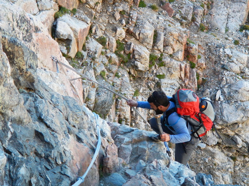 Justin coming up the static rope line.