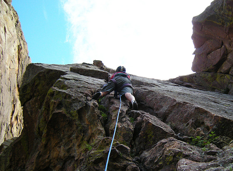 Starting up the West Crack.<br>
<br>
Photo: Steve Nelson.