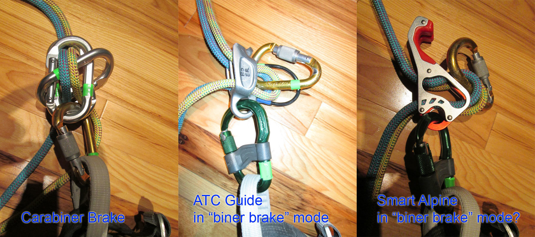 Carabiner Brake mode with ATC Guide and Mammut Alpine Smart.