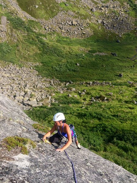 Jess cleaning small pro near the top of Mr. Bill