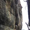 Matt S. working Valdez's Overhang (5.9)