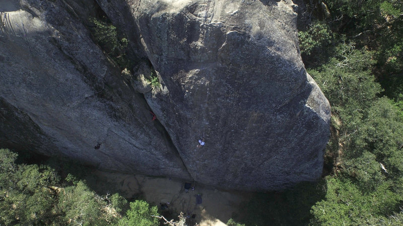 The Lower Tier: Flat and Vertical.<br>
Center climber is in The Chimney.<br>
Climber on the right is on Amazing Face.<br>
Not sure what the left climber is on but it isn't The Arch (AKA Ozone). The Arch/Ozone is much further left, out of frame.