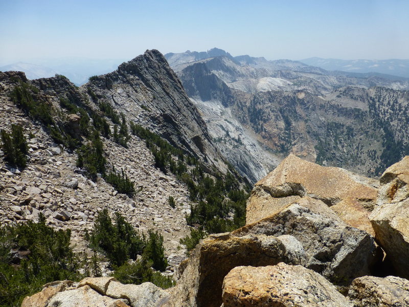 The West Summit Ridge of Tuolumne Peak from the north-most of the three summits