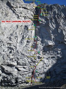 Route Overlay: Pitch detail, SW Face Conness