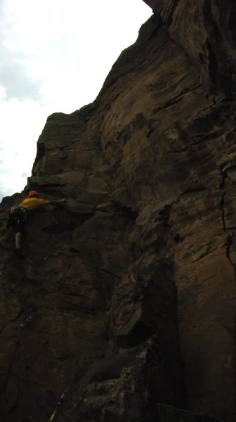 Making the clip just after the crux.