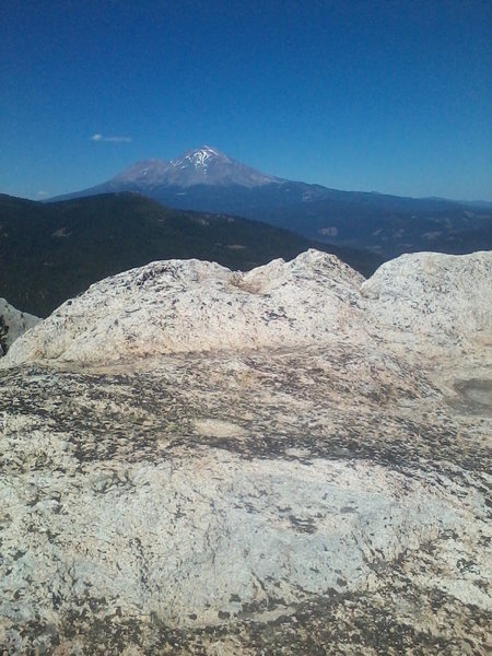 Top of Dike Route, Castle Crag, Mt Shasta in the distance.