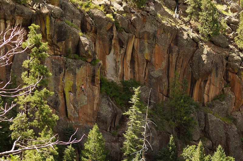 Thomas, working out the moves of Radical by Nature in the shady confines of Lower Solitude Canyon.<br>
