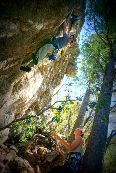 Lead belaying at the Havens