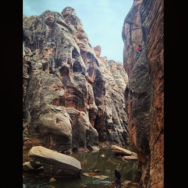 finishing up on the slab after the crux