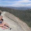 Lisa Rodgers on the big ledge at end of pitch two.  (Start of pitch three is off to Lisa's left)