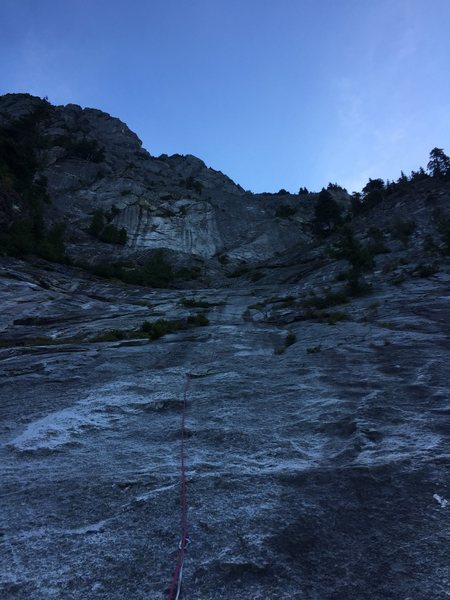 Somewhere below pitch 5.  Matt Compton leading a large block.