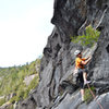 Bill Schneider leading P2 during the FA, the crux pitch.