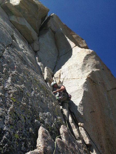 Starting up towards the Pitch 5 chimney