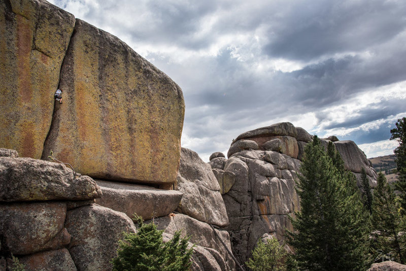 Shot including surrounding rocks.