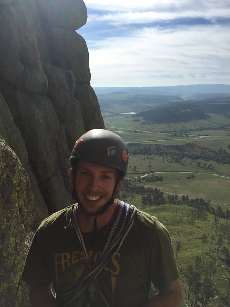 Past the crux pitch on the Durrance, Devil's Tower