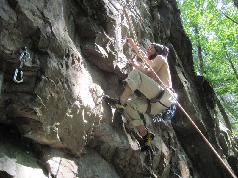 Me sport climbing in the south part of the Black Forest, at Albruck, near to where I've been going to school. I didn't send the route, so I'll be headed back there at some point!