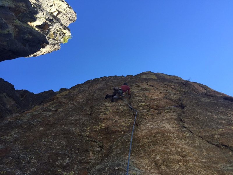 3 hours after I took this photo, Hirsch clipped the chains for a nice on-sight of Bourbon and Butterflies.  (second ascent?)