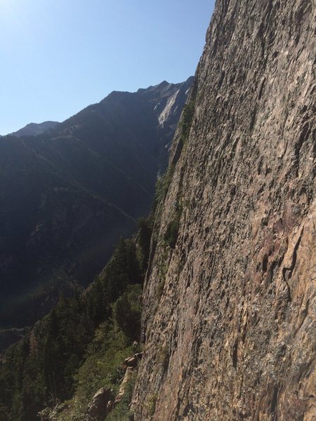 Picture taken from Jam Crack.<br>
There are a couple of climbers on left of center if you look close.
