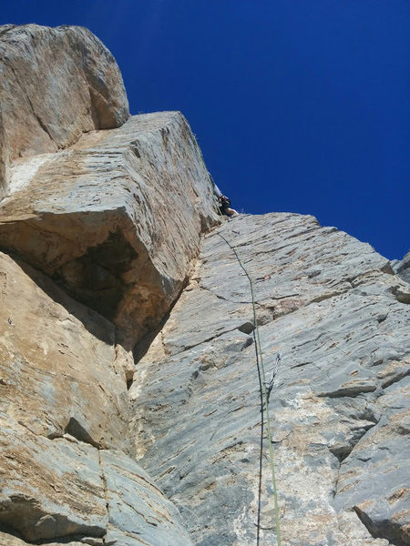 Rope Hanging on Slut Buckets- Viewed from belay ledge