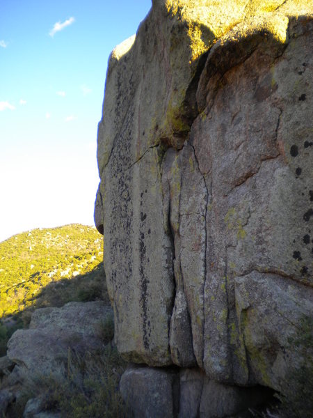 High Right Cracks - above & to the right of Roybal's Overhang, short clean finger cracks.