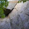 Arching Flake crack - also in the Grotto, 5.7 or 5.8.