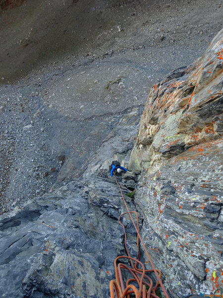 Looking down from the top of the second pitch.