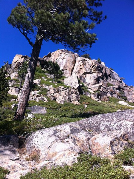 Southwest face of Grouse Slab - the obvious chimney is Huffer