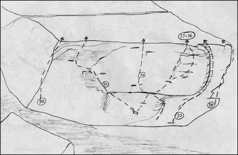 Sketch of the overhanging face. 