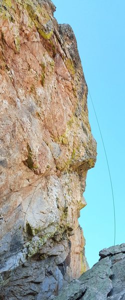 Organized Labor.  The steepness of the route is shown by how far out the rope hangs.