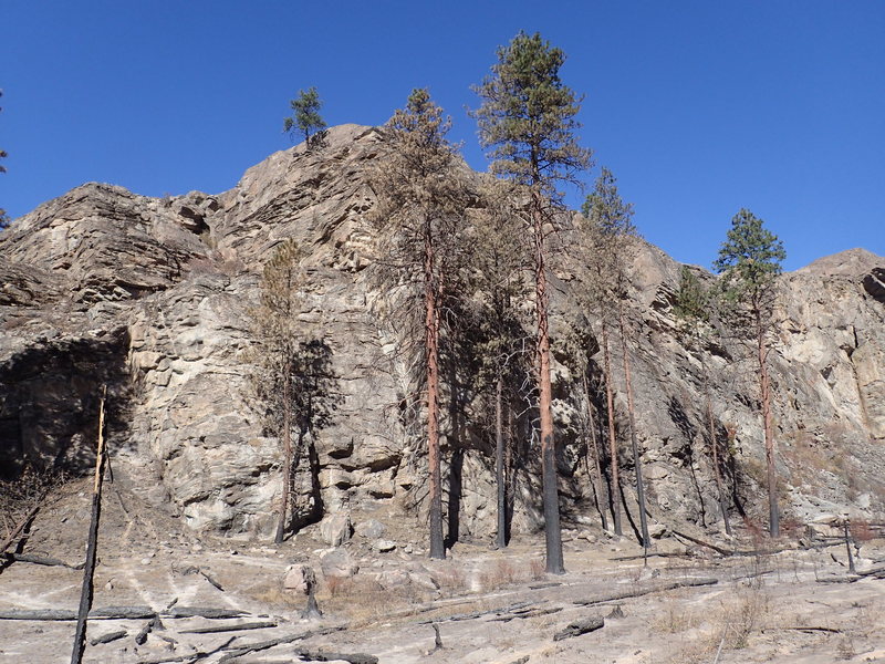 South end of the Lower Crag after the 2015 fire.