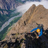 Aaron Thrasher climbing on the West Ridge of Yukla