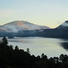 Blencathra Mt and the town of Keswick . Early morning