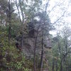 Left side profile of the Hot Wing Buttress from atop Utah Jackson.<br>
<br>
Mean Lean and Hot Wing are prominent.