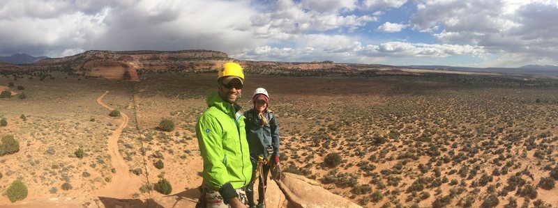 Solid pano from the top. Weather was beautiful, but it turned on us hard. We do some tough stuff, but being on the exposed rock in high winds is not advised.