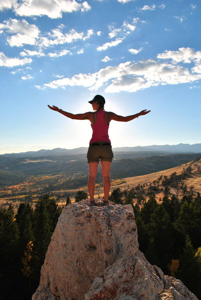 Leah on top of the OK Corral cliff. Tons of fossils everywhere.