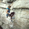 The Sting 5.11d / Trapps / Gunks / Climber: N. Falacci / Just after pulling opening crux.