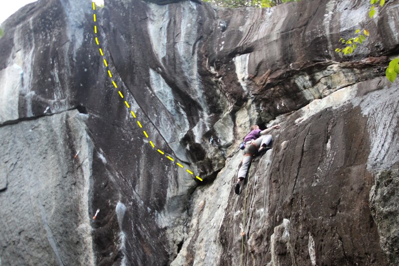 Catch the wave follows the nice left slanting undercling crack to the left of me