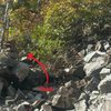 Two Cairns Marking Trail after in first scree area.<br>
