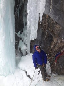 Larry Knapp at the (optional) midway belay