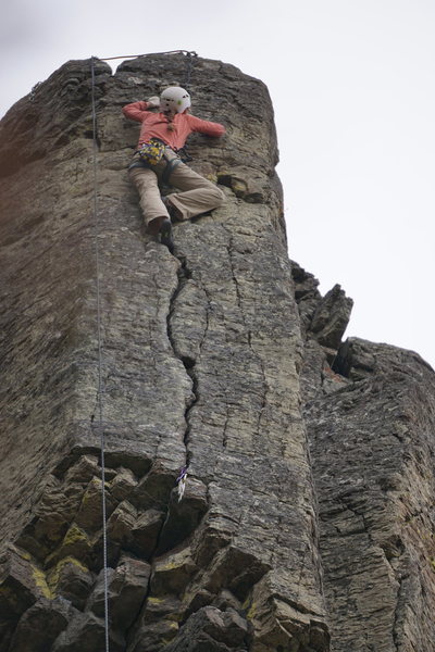 Trish topping out on the hand crack