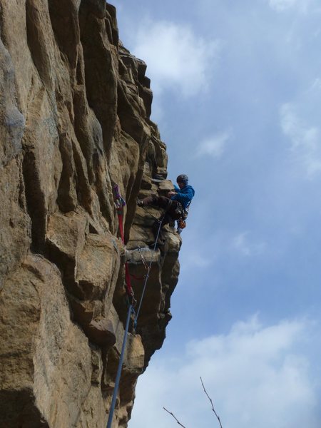 Climbing P2 on a sunny day in January