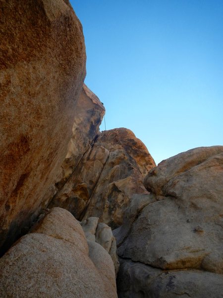 Looking up at Fractured Fissure after using the rap rings. Probably one of the airiest raps in the Park.